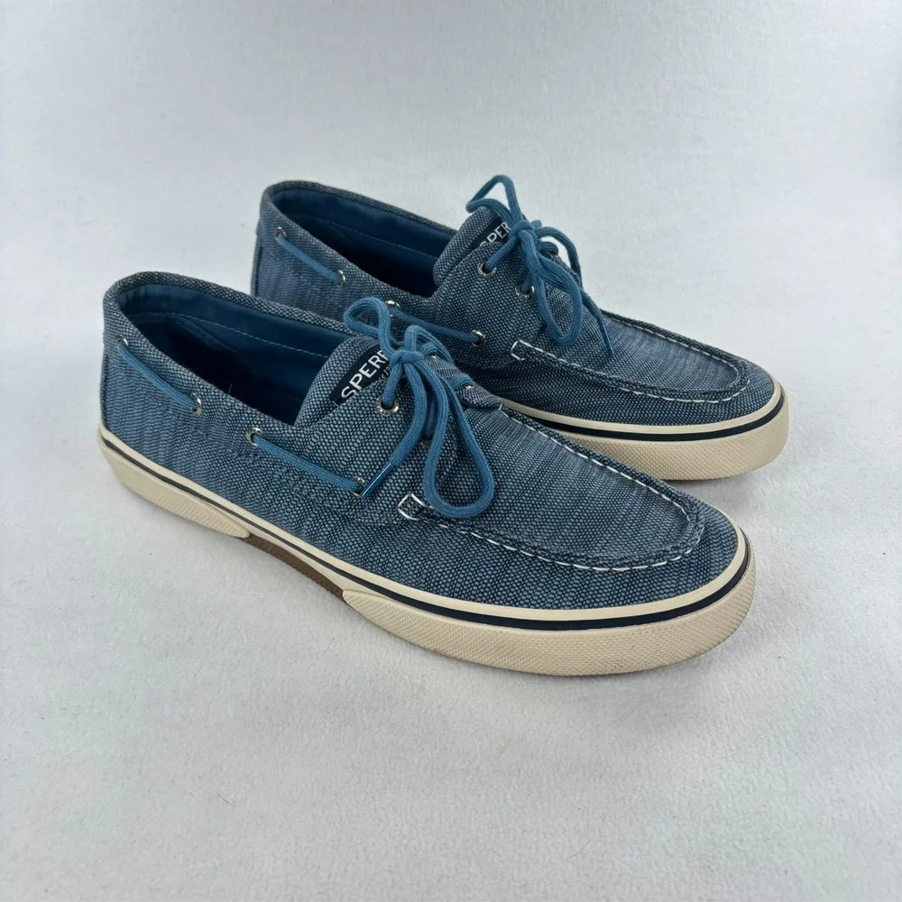 Sperry Top-Sider‎ Boat Shoes SZ 12 Coastal Nautical Canvas Baja Blue Preppy HTF